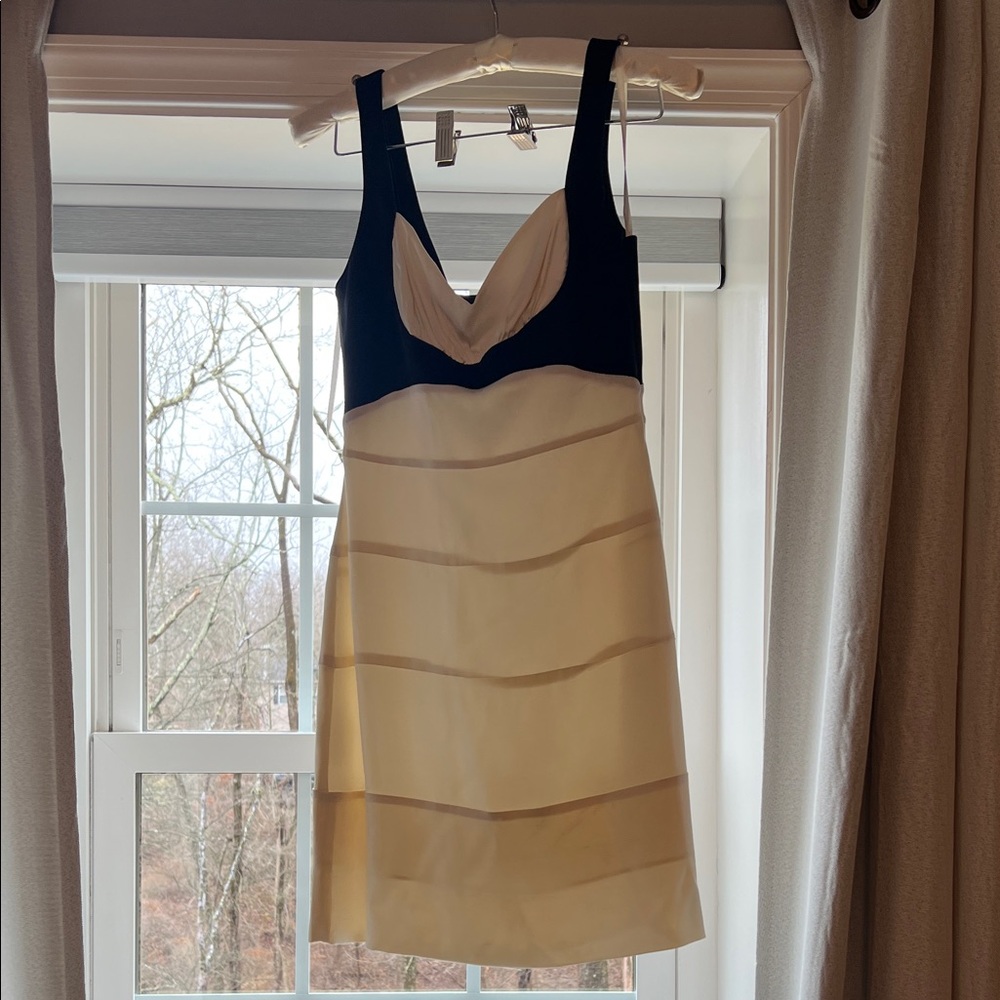 BCBGMaxAzria Black and Cream Mini Dress